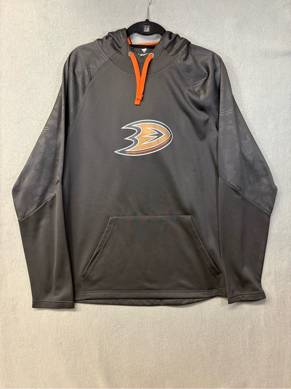Fanatics NWT Anaheim Ducks NHL performance hoodie Sz L Black Geometric Pattern